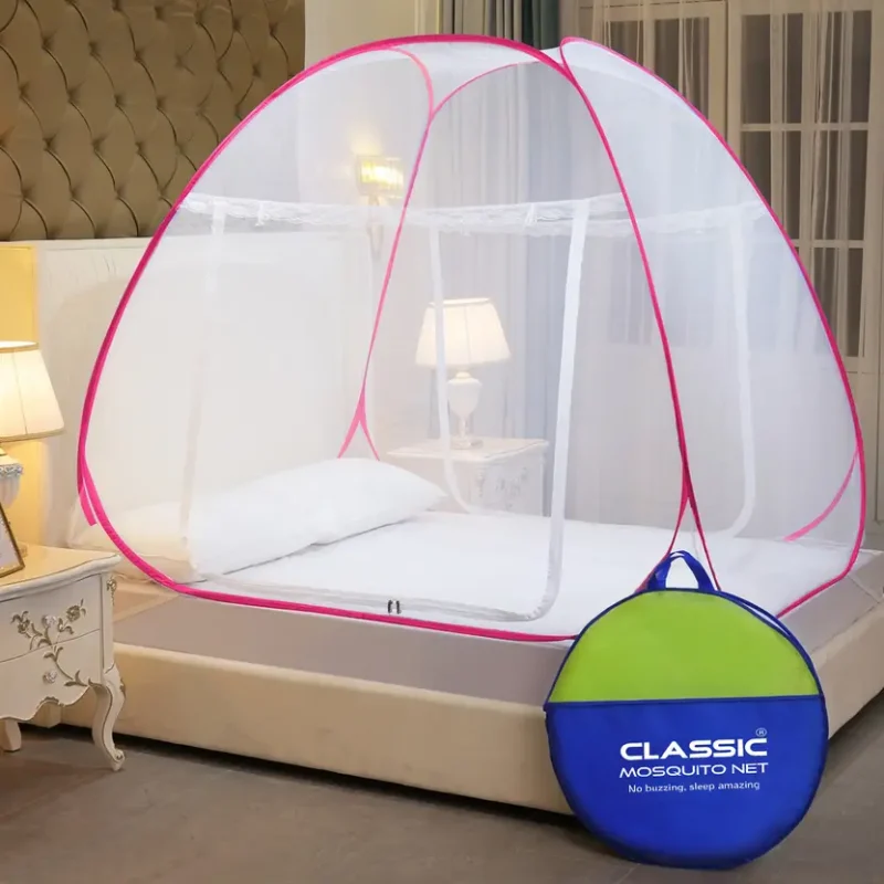 Mosquito Net for Double Bed/King Size(200x200x145cms)- Pink