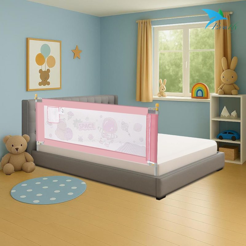 Bed Railing for Baby Safety Astronaut Print | Adjust Height Between | Single Side Bed Rail for Infant & Toddler's Safety